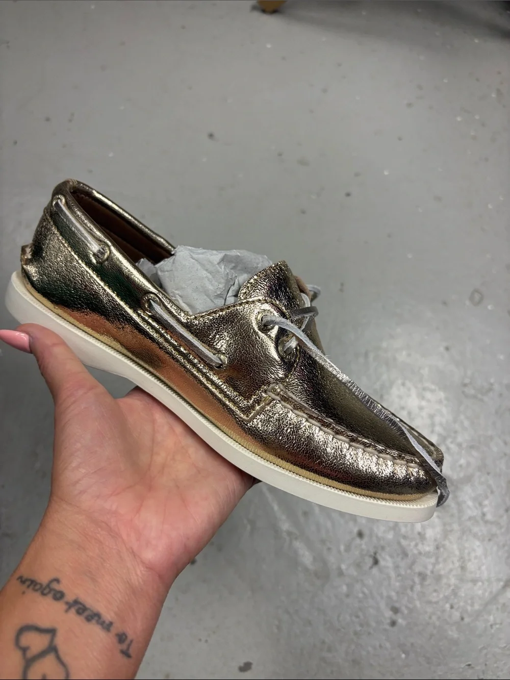 Sperry Metallic Gold Leather Boat Shoe - Women's